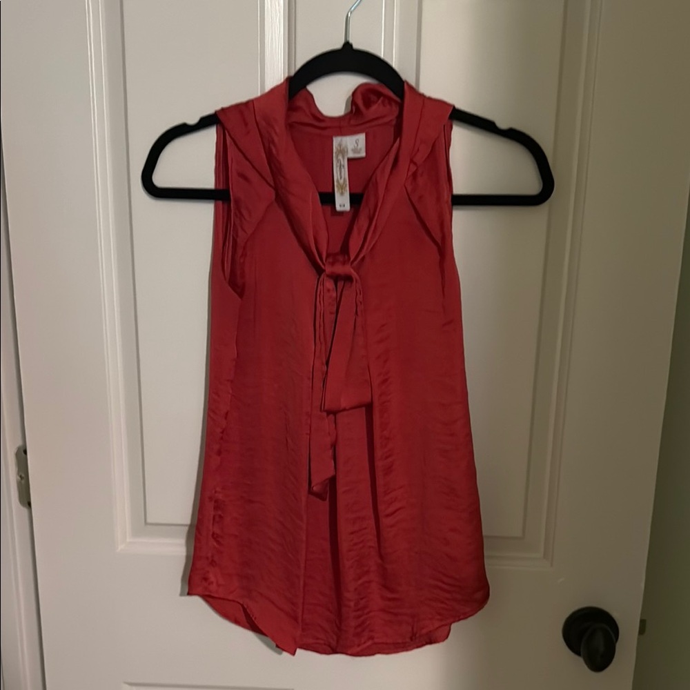 Adiva Burnt Orange Sleeveless Tie Front Tunic